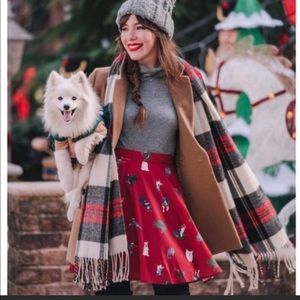 NEW Modcloth Holiday Cats & Dogs Christmas A Line Mini Skirt with Pockets